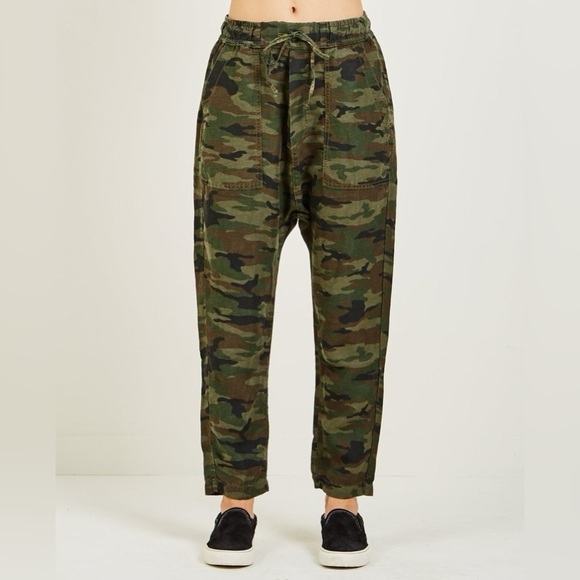 NSF Green Camo Harem Linen Blend Pants 💚 Medium - Picture 2 of 10
